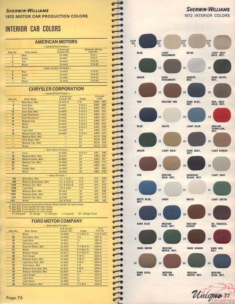 1972 Ford Paint Charts Williams 7